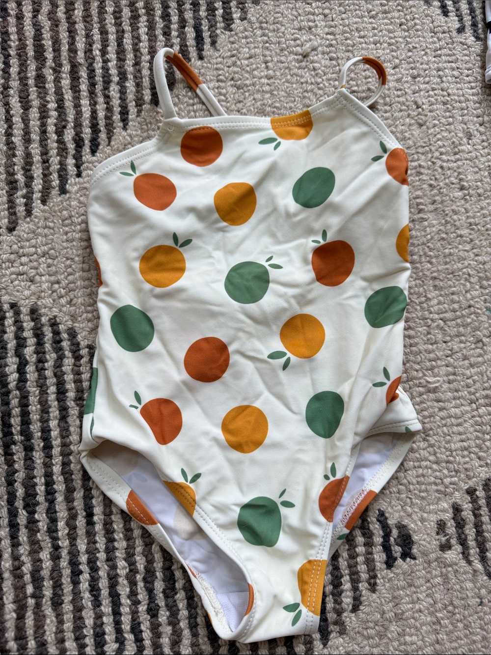 Zara Kids White Swimsuit with Orange and Green Fruit Print
